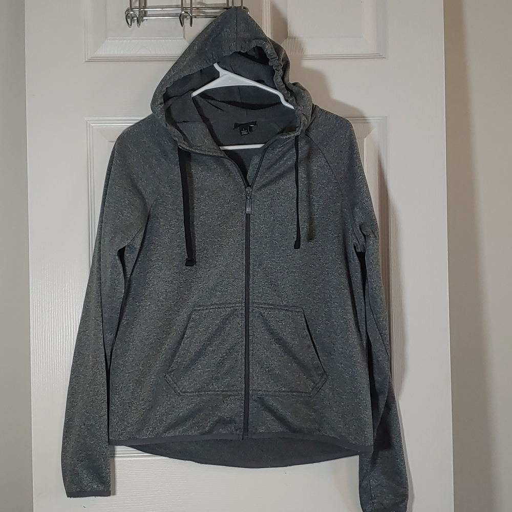 Cascade Sport Full Zip Up Hoodie Jacket Gray Lightweight Size L
